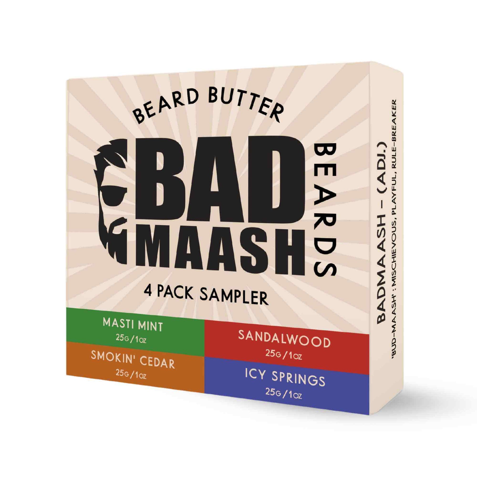 Badmaash Beard Butter 4 Pack Sampler (4 x 1oz Tins) - Badmaash Beards - Beard Butter
