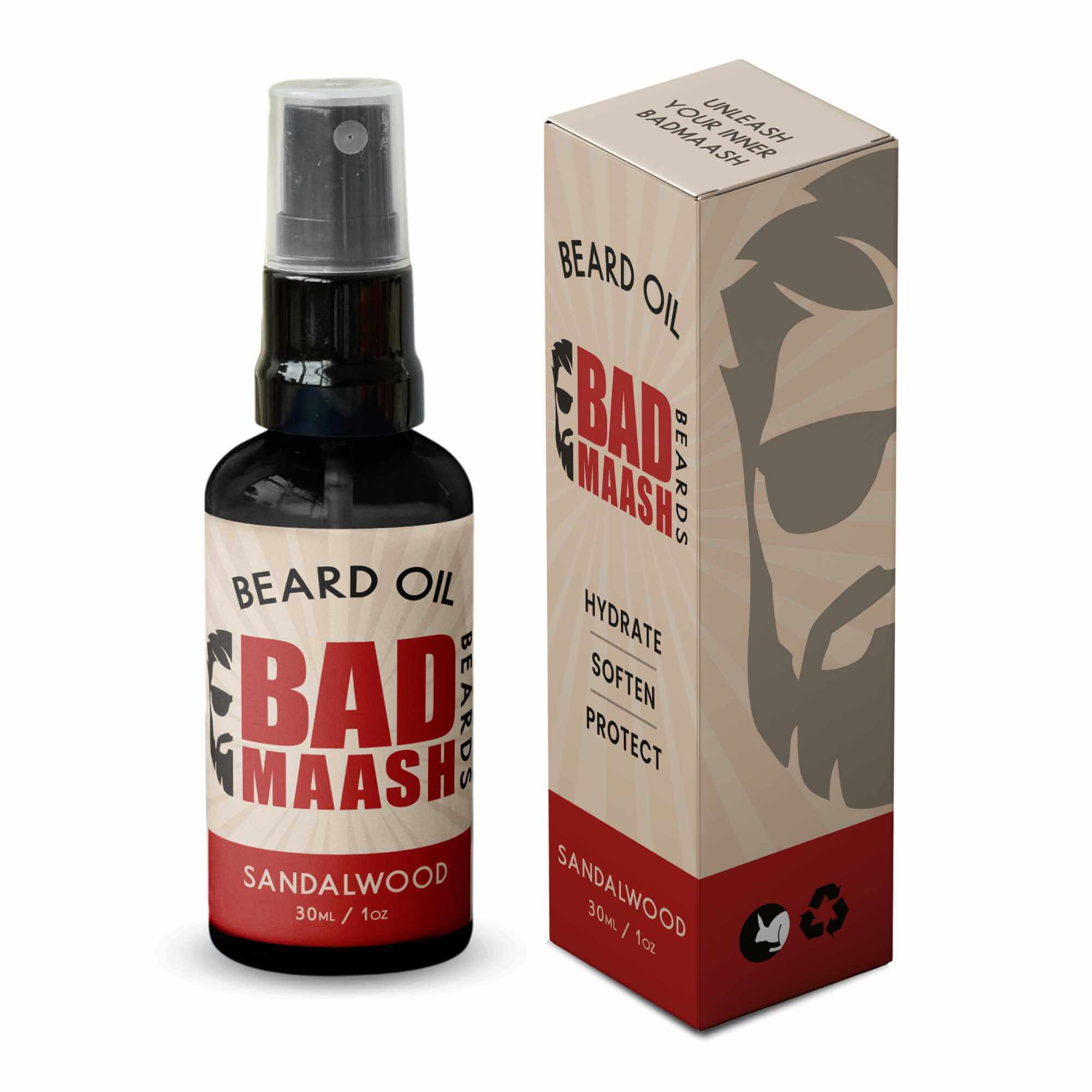 Sandalwood Beard Oil (30 ml) - Badmaash Beards -