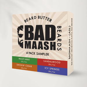 4 Pack Sampler (4 x 1oz Tins) - Badmaash Beards - Beard Butter Sampler Pack