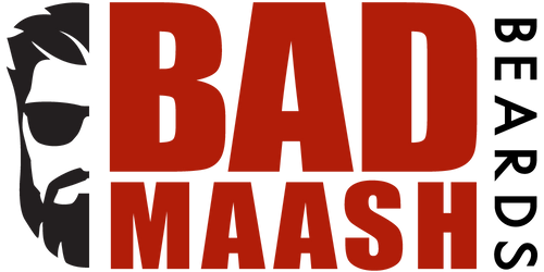 Black logo of Badmaash Beards, representing premium beard styling and men's grooming products.