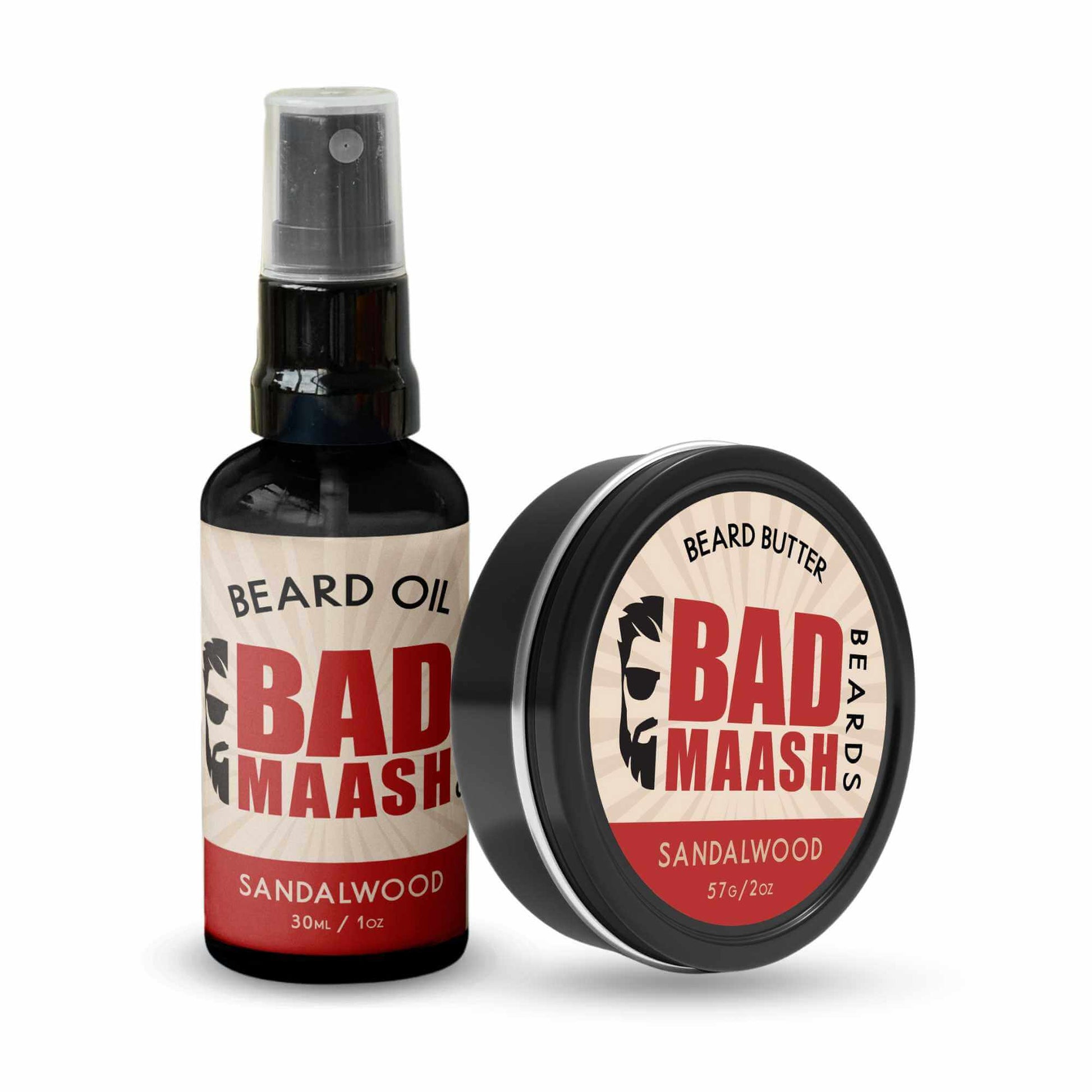 Sandalwood Beard Butter and Beard Oil Combo - Badmaash Beards - 