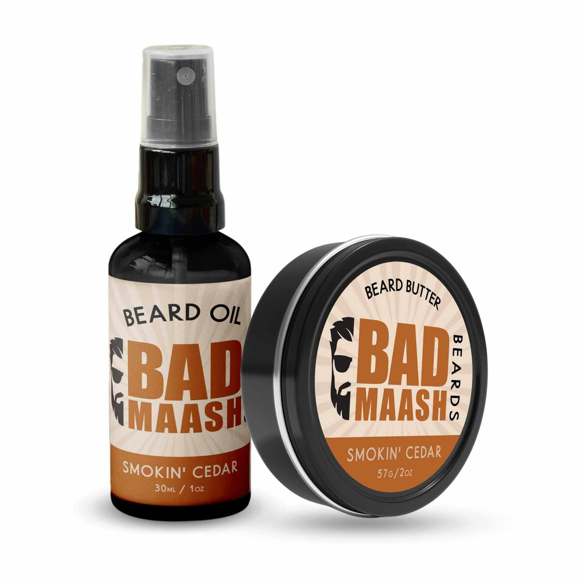 Smokin’ Cedar Beard Butter and Beard Oil Combo - Badmaash Beards - 