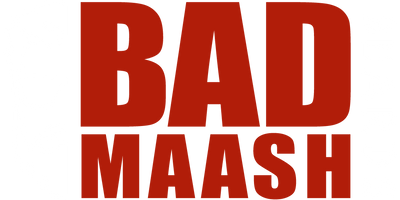 White logo of Badmaash Beards, representing premium beard styling and men's grooming products.